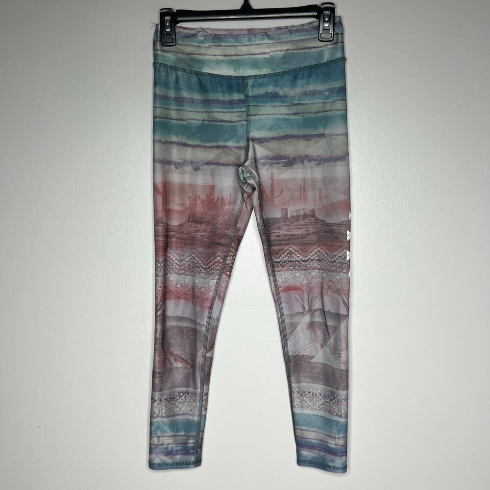 Evolution &‎ Creation Southwestern Aztec Leggings Size Small Yoga Pants *Flaw*